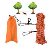 LZ.MZXU Dog Tie Out Cable for Camping, 50ft/75ft/100ft Portable Overhead Trolley System for Dogs up to 300lbs, Camping Leash for Yard, Reflective Tie Out Cable for Camping, Park (Orange)