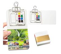 LZAHSH Travel Watercolour Set Mini Watercolor Paint Set, For Watercolor/Gouache Portable Watercolor Palette With Sketchbook & Clip Travel Paint Palette, For Drawing