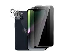 LZAYN Pack of 2 Privacy Screen Protectors for iPhone 14 Plus with 2 Camera Tempered Glass Screen Protector, Anti-Spy Protective Glass, 9H Hardness, Anti-Scratch, Anti-Oil, Anti-Bubble, Easy