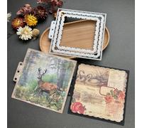 LZBRDY 3D Background Metal Cutting Dies for Scrapbooking - Lace Frame Die Cuts for DIY Wedding Party Cards & Album Decor (Lace Rectangle Frame 5.4 x 5.0 in)