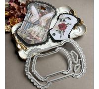 LZBRDY 3D Background Metal Cutting Dies for Scrapbooking - Lace Frame Die Cuts for DIY Wedding Party Cards & Album Decor (Special-Shaped Frame 5.9 x 4.0 in)