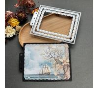 LZBRDY 3D Background Metal Cutting Dies for Scrapbooking - Lace Frame Die Cuts for DIY Wedding Party Cards & Album Decor (Multiple Rectangles Frame 5.4 x 4.1 in)