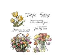 LZBRDY Baskets of Bloom Tulip Flowers Clear Stamps and Dies Set - Perfect for DIY New Year, Birthday Card Making, Scrapbooking, Albums, Crafts Decor and Greeting Cards