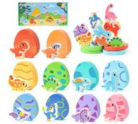 LZDMY Baby Montessori Toys for 1 Year Old, Wooden Dinosaurs Eggs Puzzles | Toddlers Sensory Educational Sorting Matching Game, 1st Birthday Gifts for Babies Boys Girls