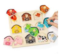 LZDMY Baby Montessori Wooden Peg Puzzles Toys for 1 2 3 Year Old, Toddlers Sensory Toy Farm Animals Puzzles Motor Skill Sorting Game, Boys Girls 1st Birthday Gifts