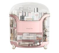 LZDMY Makeup Storage Organiser with Clear Lid, Skincare Organiser Drawers Beauty Holder Cosmetic Organisers for Bathroom, DressingTable Organizer Dustproof Waterproof (Pink)