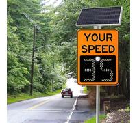 LZDOYY Solar Powered Radar Speed Limit Sign,LED Radar Feedback Sign Traffic Feedback Warning Board Solar Speed Radar Display for Traffic, Highway Orange-60 * 90cm