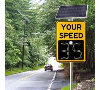 LZDOYY Solar Powered Radar Speed Limit Sign,LED Radar Feedback Sign Traffic Feedback Warning Board Solar Speed Radar Display for Traffic, Highway Yellow-50 * 70cm