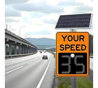 LZDOYY Solar Powered Speed Limit Radar Sign, 2 Digital Speed Display Detector Rust Aluminum Speed Radar Feedback Sign for Road/Streets Warning, Waterproof Orange-60 * 90cm