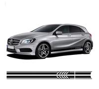 LzDQF Car Side Skirt Stickers stripe decal Decals,For Mercedes Benz Classe A W176 W177 A45 A180 A200 A220 A250 X117 AMG Car Door Side Skirt Sticker Auto Body Decor Decals.,A-Black