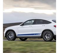 LzDQF Car Side Skirt Stickers stripe decal Decals,For Mercedes Benz Classe GLC Coupe C253 X253 GLC200 GLC250 GLC43 GLC63 AMG Car Door Side Skirt Sticker Auto Body Decor Decals.,E-Blue
