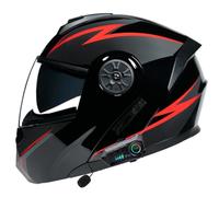 LZEFIA Motorcycle Bluetooth Modular Helmet DOT/ECE Approved Full Face Flip up Anti-Fog Double Visor Helmet Built-in Dual Speaker with Microphone for Adult Men and Women