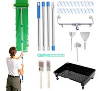 LZEXIN 18-Inch Paint Roller Set, Large Adjustable Paint Roller Frame with 2pcs 18inch Paint Rollers, Paint Roller Tray with Wheels, 4 Extension Poles, 2 Brushes, 3 Putty Knives, Paint Stirrer