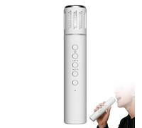 LZEXIN 2-in-1 Microphone & Bluetooth Speaker, Wireless Karaoke Microphone with Breath Light, Portable Type-C Rechargeable 1200mAh Bluetooth Speaker Support TF Card, TWS, Line in(White)