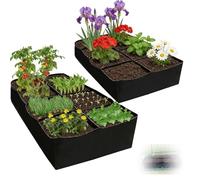 LZEXIN 2 Pack 180x90x30CM Fabric Raised Garden Beds, 128 Gallon 8 Grids Rectangle Large Plant Grow Bags, Durable Breathable Planting Container Planter Pot for Growing Herbs Vegetables Potatoes