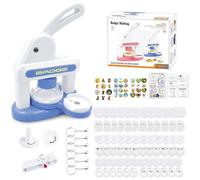 LZEXIN Button Maker Machine 55mm, Badge Punch Press Kit, Badge Machine with Circle Cutter, Button Badge Maker Machine with 48pcs Button Parts, DIY Round Pin Maker Kit for Kids(Blue)
