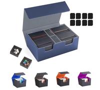 LZEXIN Card Deck Box with Dice Boxes, MTG Deck Storage Box Holds 2400+ Cards with 4 Colorful Deck Boxes, PU Leather Commander Card Collection Box with Magnetic Closure for MTG, YuGiOh, TCG(A-Blue)