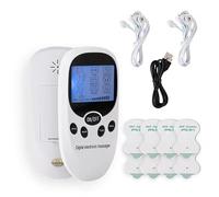 LZEXIN Digital TENS Machine, Electronic Dual Output Massager, Dual Channel Body Acupuncture Massager Muscle Stimulator with 6 Mode and 15 Gears Intensity Adjustable for Back Pain Relief