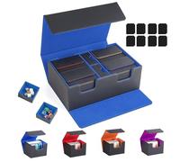 LZEXIN Large Card Deck Case with 4 Small Box, 2400+ PU Leather Trading Cards Storage Box, Magnetic Closure Commander Card Holder with 2 Dice Boxes Fit for YuGiOh, MTG and Game Cards
