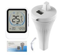 LZEXIN Wireless Floating Pool Thermometer, Digital Bath Thermometer with Remote Transmitter, IP68 Water Temperature Tester with Display Screen for Swimming Pool Whirlpool Tub(Grey)