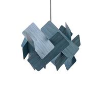 LZF LAMPS LZF Escape hanging light, blue/nickel-coloured, Ø 30 cm, wood
