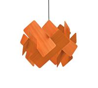 LZF LAMPS LZF Escape hanging light, orange/nickel-coloured, Ø 30 cm, wood