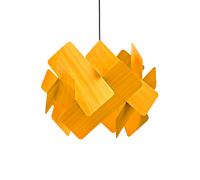 LZF LAMPS LZF Escape hanging light, yellow/nickel-coloured, Ø 30 cm, wood