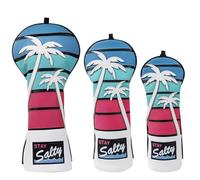 LZFAN 3PCS Tropical Golf Headcovers, Coconut Tree Golf Head Covers for Woods and Driver, Putter Covers 3D Embroidery