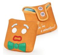 LZFAN Golf Putter Covers Square Mallet Putter Headcover Driver Fairway Hybrid Protector Embroidered Gingerbread Man Leather