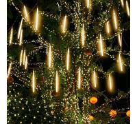 LZfLwJV Outdoor Meteor Shower Lights,Expandable Connectable Lights Waterproof Decoration Light Curtain(Warm White,30cm 10 tube 240leds)
