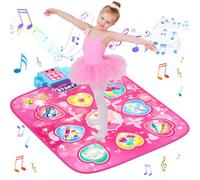 LZFYMXOK Dance Mat, Rhythm Step Dancing Challenge Play Mat with LED Lights, Adjustable Volume, Built-in Music, Pink