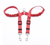 LZGOPE Double Dog Lead, Adjustable Shock Absorbing Bungee Cord, Dual Leash Coupler, 360° Swivel Tangle-Free, Reflective Leash Splitter for Daily Walking and Training of Medium to Large Dogs (Red)