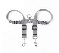 LZGOPE Double Dog Lead, Adjustable Shock Absorbing Bungee Cord, Dual Leash Coupler, 360° Swivel Tangle-Free, Reflective Leash Splitter for Daily Walking and Training of Medium to Large Dogs (Grey)