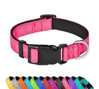 LZGOPE Reflective Dog Collar, Adjustable Soft Neoprene Padded Nylon Pet Collars with Buckle for Medium Dogs, Pink,L