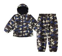 LZH Boys Raincoat Kids Waterproof Hooded Girls，Jacket Pants suit Lightweight 2 pieces sets