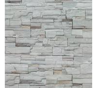 LZH-LP Light Gray Rock Self-Adhesive Wallpaper, 45x300CM Naturally Stacked Stones Peel Stick Vinyl, Relief Texture Effect Removable Wallpaper Film Roll for Wall Cabinet Décor