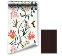 LZH-LP Peel and Stick Wallpaper Floral Plants Birds Butterflies Contact Paper, 44.5x400CM Removable Self-Adhesive Wallpaper Vinyl Film with Leather Repair Patch