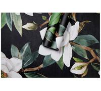 LZH-LP Self Adhesive Wallpaper Magnolia Watercolor Peel and Stick Contact Paper, 45x300CM Black Background Seamless Removable Decorative Film for Cabinet Furniture