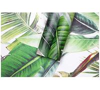 LZH-LP Self Adhesive Wallpaper Tropical Palm Peel and Stick Contact Paper, 45x300CM White Flower Leaves Jungle Removable Decorative Film for Cabinet Furniture