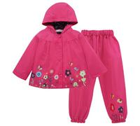 LZH Toddler Rain Suits Waterproof Hooded Coat Kid Raincoat Jacket Pants | 2PCS lightweight waterproof fabric rain set, ideal for outdoor activities, rainy days and daily wear for toddler girls