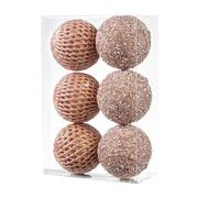 LZHAOHE Shatterproof Christmas Ball Ornaments with Glitter Finish, Hanging Tree Decorations for Holiday Decor(Rose golden-6pcs)