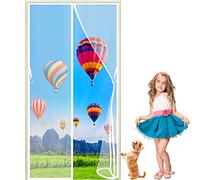 LZHBD Magnetic Fly Insect Screen Door Screen Mesh Curtain 115 x 210 cm Automatic Closing with Magnets & Full Frame Magic Tape for Patio Balcony Living Room Children's Room - White