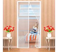 LZHBD Magnetic Fly Screens for Door Screen Mesh 100 x 215 cm with Magnets & Magic Tape - Curtain Fits for Door - Summer Ventilation Easy to Install (640 size) - White