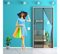 LZHBD Magnetic Fly Screens for Doors - 130x205 cm - Heavy Duty Bug Mesh Curtain Magnetic Door Screen - Super Quiet Keep Bugs Out & Let Fresh Air in - Black