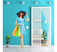 LZHBD Magnetic Screen - 115x240 cm - Reinforced Anti-Tearing High Density Mesh Door Summer Ventilation Anti-Mosquitoes Insects - White