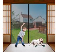 LZHBD Magnetic Screen Door Double, 160x210 cm, Double Mesh Curtain with Full Frame Hook&Loop Instant Mesh Door for Front Door and Home Outside, Black, New Version