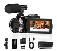 LZHIOs 4K Camcorder Video Camera 64MP Vlogging Camera for YouTube 21X Digital Zoom Video Camera 3.0" 270° Rotatable Screen,LED Fill Light with 64GB SD Card, Remote, 2 Batteries, Microphone