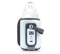 LZHIOs Portable Baby Bottle Warmer Bag, USB Bottle Warmer, 5 Levels Adjustable Temperature, Fits Most Bottles, Blue, Cartoon Pattern, 1 Piece