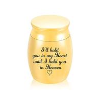 LZHLMCL Keepsake Urn Funeral Cremation Urn Memorial Ashes Keepsake Pendant I Will Hold You In My Heart Until I Hold You In Heaven Gold 30 * 40Mm