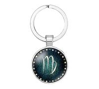 LZHLMCL Keychain Pendantring Key Jewelry Small Pendant Twelve Constellations Time Gem Glass Key Ring Virgo